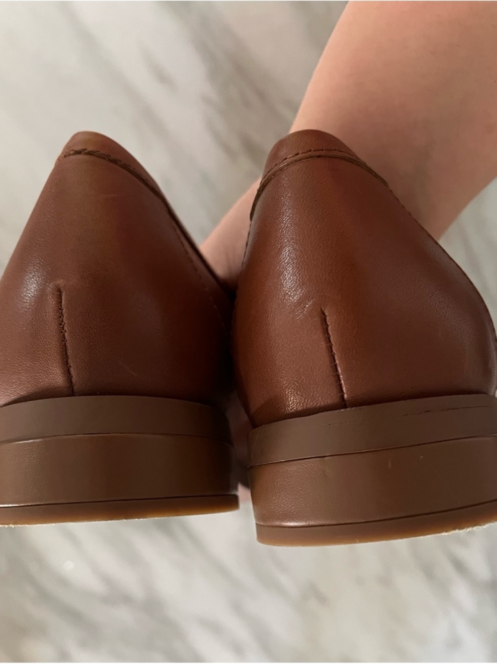Vionic Brown Leather Loafers with Gold Chain Accent - Picture 6 of 6
